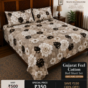 Gujarat Feel Cotton Floral Bed Sheet Set with 2 Pillow Covers