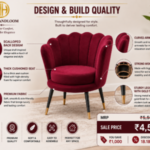 Petal Shell Accent Chair for Vanity & Dressing Tables,Reading Nooks,Home Office,Bedroom Accent