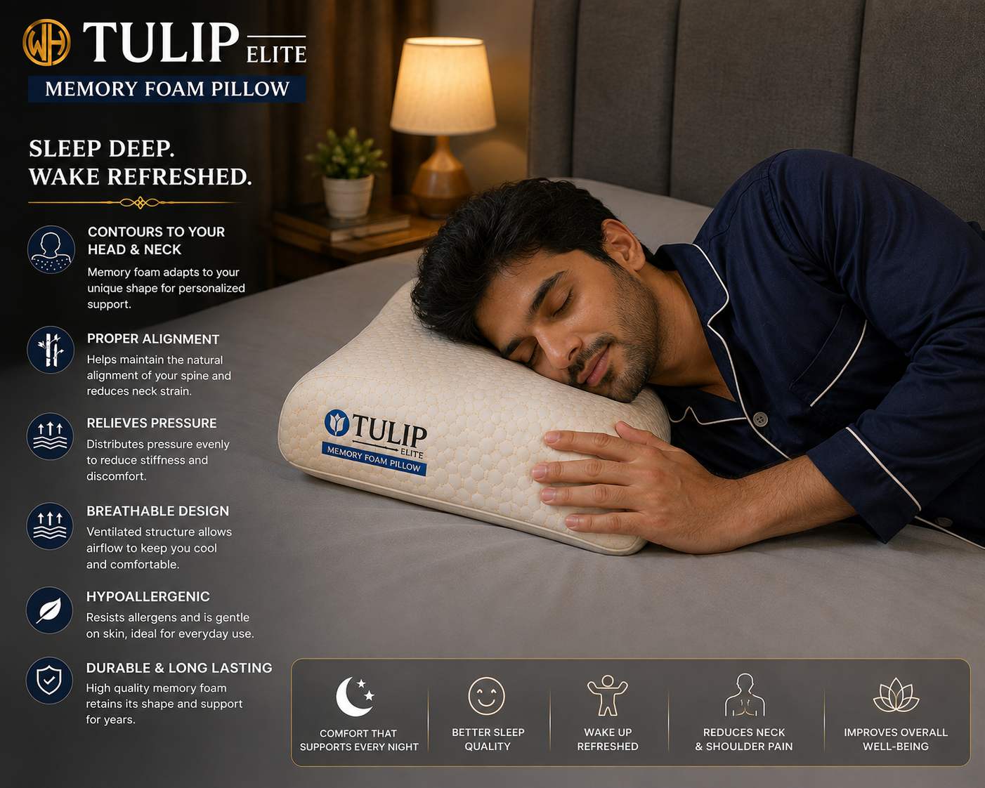 Tulip Elite Memory Foam Pillow - Image 3