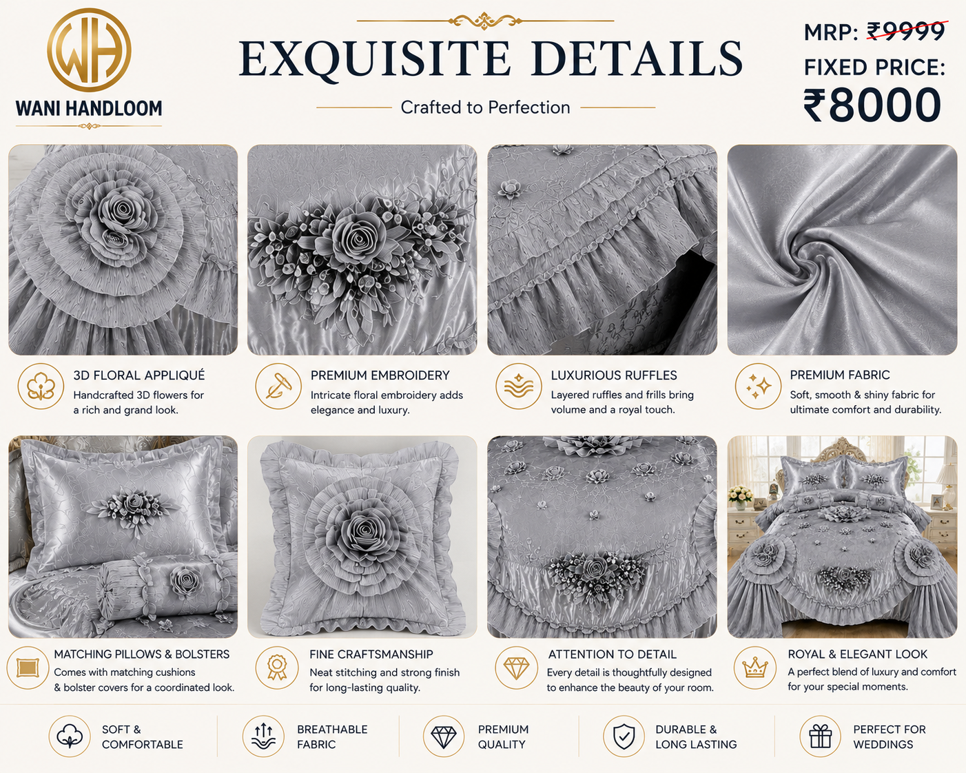 6-Piece Luxury Comforter Wedding Set - Image 4