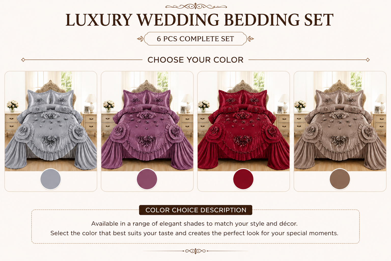6-Piece Luxury Comforter Wedding Set - Image 2