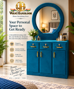 Luxury Dressing Table with Round Mirror & Storage